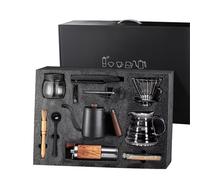 Juego de cafetera manual, kit de vertido de 10 piezas con molinillo de mano, herramienta de preparación portátil para exteriores y viajes