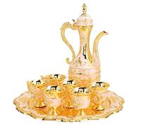 Juego de Cafetera Turca Vintage, juego de té turco de metal, que Incluye Bandeja de Té Artesanal, Tetera Y Tazas de Té para regalo de boda