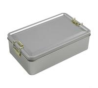 Juego de caja de almacenamiento de hojalata, contenedor de metal, con tapa, para galletas, té, copo de nieve, pasteles, organizador rectangular, lata decorativa, 3 tamaños para cocina en casa (L)