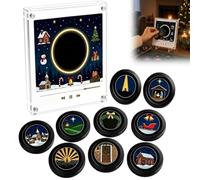 Juego de caja de música magnética NFC con discos de vinilo navideños, 9 | Reproducción programable, imanes de nevera, retro personalizable, decoración de escritorio estética, almacenamiento