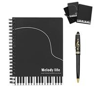 Juego de caja de regalo de papelería con temática de piano musical, cuaderno de escritura diario con diseño Teclado bolígrafo para oficina estudiantes profesores regalo(estilo piano negro)
