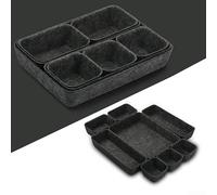 Juego de cajas de almacenamiento de fieltro, versátil y con moldura integrada, cesta organizadora para cosméticos, armario, escritorio, multiusos, elegante, plegable (gris oscuro)