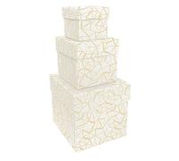 Juego de cajas de regalo decoraciones navideñas, 3 cajas de diferentes tamaños, decoraciones de polvo de oro puro, fabricadas en papel de alta calidad 120 g/m2, fabricado en Italia.