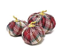 Juego de Calabazas Decorativas glamorosas, decoración otoñal o navideña Hechas a Mano para Decorar el hogar, tartán 3 Piezas
