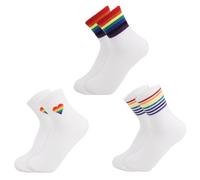 Juego de calcetines de orgullo arcoíris, unisex, LGBTQ, regalo para mujeres, niñas, hombres y niños, kit de calcetines de rayas arcoíris y corazón, accesorios de orgullo arcoíris LGBT para fiestas, 3