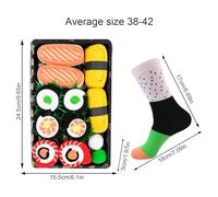 Juego de calcetines de sushi: medias con estampado ďe Nigiri đe dibujos animados, par unisex d́e longitud completa, material cómodo, detalle d̄e estampado culinario, decoración inspirada en alimentos