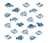 Juego de calcomanías de pared de animales marinos para baño, dormitorio, sala de juegos, decoración con peces de vida marina, pegatina impermeable de PVC