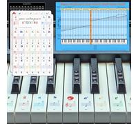 Juego de calcomanías universales para piano con notación completa, película adhesiva para mascotas sin residuos para todos los tamaños de teclas (88/76/61/54/37 teclas), ideal para principiantes y