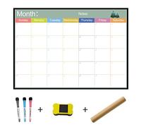 Juego de calendario de pizarra blanca, planificador magnético de 11 x 16 pulgadas, calendario de borrado en seco para horarios diarios y actividades familiares, fácil de limpiar