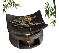 Juego de Calentador de Estufa de té de cerámica, Quemador de aromaterapia, Quemador de aromaterapia, Calentador de Cera de Vela de cerámica Hecho a Mano con portavelas(A)