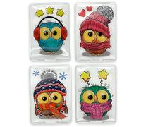 Juego de calentadores de manos reutilizables, almohadillas térmicas para días fríos y para viajes, con bonitos motivos (juego de 4 bonitos búhos)