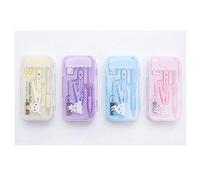 Juego de calibre circular, juego de brújula/matemáticas para estudiantes con caja de almacenamiento irrompible, juego de geometría para la escuela, juego de papelería de oficina (4 cajas) Juego de