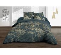 Juego de Cama (1 Funda nórdica de 220 x 240 cm y 2 Fundas para Almohada), algodón Puro de 57 Hilos, Modelo Hevea, Color Verde