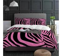 Juego De Cama 260x240 con Estampado De Cebra para Niños y Niñas,Funda De Edredón y Funda De Almohada De Cebra Rosa y Negra,Funda De Edredón con Textura Suave De Animal Salvaje para Decoración