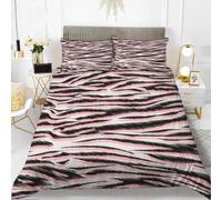 Juego De Cama 260x240 con Estampado De Cebra Rosa y Negra,Funda Nórdica De Microfibra Suave con Fundas De Almohada,Funda De Edredón con Rayas De Textura De Piel De Animal Salvaje para Niños,Ni