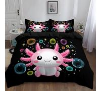 Juego de Cama 3 Piezas para Cama 90, Dibujo Lindo Colorido Salamandra Patrón Microfibra Juegos de Fundas para Edredón con 1 Negro Funda Nórdica 180 x 220 cm, Apto para Adultos y niños