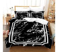 Juego de Cama 90/105/135/150 de Funda Nórdica Negro Blanco Gris Minimalista con Funda de Almohada y Cremallera,Microfibra Funda de Edredón (Estilo 5, Cama 135 - 220x220)