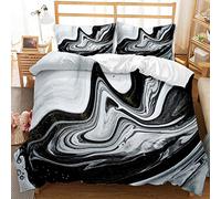 Juego de Cama 90/105/135/150 de Funda Nórdica Negro Blanco Gris Minimalista con Funda de Almohada y Cremallera,Microfibra Funda de Edredón (Estilo 1, Cama 150 - 220×240)