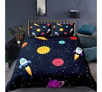 Juego de Cama 90/105/135/150 Funda Nórdica Galaxia Funda de Edredón Universo Espacio Exterior con Cremallera y Funda de Almohada (Universo 2, Cama 105-180×220)