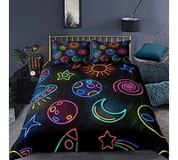 Juego de Cama 90/105/135/150 Funda Nórdica Galaxia Funda de Edredón Universo Espacio Exterior con Cremallera y Funda de Almohada (Universo 4, Cama 90 - 150×220)