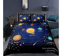 Juego de Cama 90/105/135/150 Funda Nórdica Galaxia Funda de Edredón Universo Espacio Exterior con Cremallera y Funda de Almohada (Universo 1, Cama 105-180×220)