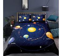 Juego de Cama 90/105/135/150 Funda Nórdica Galaxia Funda de Edredón Universo Espacio Exterior con Cremallera y Funda de Almohada (Universo 6, Cama 90 - 150×220)