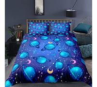 Juego de Cama 90/105/135/150 Funda Nórdica Galaxia Funda de Edredón Universo Espacio Exterior con Cremallera y Funda de Almohada (Universo 5, Cama 105-180×220)