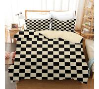 Juego de Cama a Cuadros 135x200cm, Funda Nórdica Infantil Moderna de Microfibra a Cuadros, Estampado Floral, Cremallera y 2 Fundas de Almohada 50x75cm (A, 135x200cm)