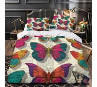 Juego De Cama Artful Newspaper Cutouts of Butterflies in Bold Colors Impreso En 3D con Cremallera Funda De Edredón De,de Microfibra 3 Unidades para Adolescentes Super King（260x220cm）