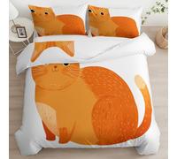 Juego de Cama Blanco Funda Nórdica Reversible 150 x 220 cm, Funda Nórdica Minimalista Animales Naranja Gatos Juego de Cama Suave y Transpirable - Dormitorio de Lujo con Fundas de Almohada