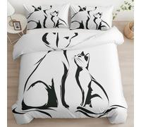 Juego de Cama Blanco Funda Nórdica Reversible 200 x 200 cm, Funda Nórdica Animales Estampados Perros Gatos Juego de Cama Suave y Transpirable - Dormitorio de Lujo con Fundas de Almohada