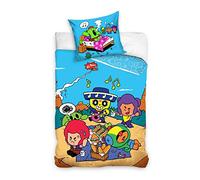 Juego de cama Brawl Stars de 2 piezas 135x200 80x80 cm - Set para niños en calidad Renforcé de 100% algodón con cremallera - color permanente, lavable a máquina, Öko-Tex, motivo EL Primo azul