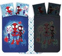 Juego de cama con diseño de Spidey fosforescente | Funda nórdica junior de 100x135 cm + funda de almohada de 40x60 cm, 100% algodón | Juego de cama reversible y suave de Spiderman, ideal para los más