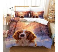 Juego De Cama con Diseño English Cocker Spaniel En 3D Funda Nórdica Cubierto de Nieve Microfibra con Cremallera Y Funda De Almohada para Adultos Adolescentes Single（140x200cm）