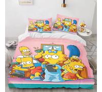 Juego de cama con estampado 3D de Anime The Simpsons, funda de edredón suave con 1/2 Uds., fundas de almohada para niños y adultos, funda de edredón de microfibra 1 180x210cm 3pcs