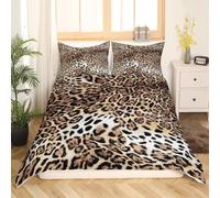 Juego de Cama con Estampado de Leopardo Vintage para Niños y Niñas,Funda de Edredón con Estampado 3D de Piel de Guepardo Safari Africano Marrón Claro,Juego de Funda Nórdica 220X240 de Microfibra