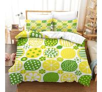 Juego De Cama con Motivo Limón En 3D Juego De Funda De Edredón Cartoon Amarillo Verde Microfibra con Cremallera Y Funda Almohada para Hombres Y Adultos Single（140x200cm）