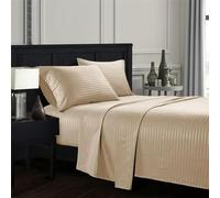 Juego de cama de 3/4 piezas con rayas cepilladas en relieve, sábana encimera, sábana ajustable, funda de almohada, juego de cama para camas individuales, matrimoniales, queen y king, funda de almohada