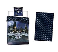 Juego de cama de 3 piezas Harry Potter, 100% poliéster, funda nórdica de 140 x 200 cm + funda de almohada de 63 x 63 cm + sábana bajera a juego 90 x 190 cm