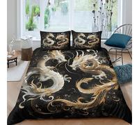 Juego De Cama De Dragón Funda De Edredón Estampado En 3D Microfibra con 2 Fundas De Almohada Aplicable A para Adultos Y Niños Double（200x200cm）