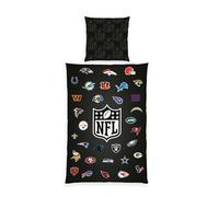 Juego de Cama de Equipo NFL, Funda de Almohada de 80 x 80 cm Aprox., Funda nórdica de 135 x 200 cm Aprox., con Cremallera, 100% algodón/Renforcé