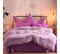 Juego de Cama de Invierno, Franela de Cuatro Piezas de Forro Polar de visón, Forro Polar de Doble Cara, Forro Polar Coral, Forro Polar de Leche Grueso, Funda nórdica Nueva de 2020, Color Mor