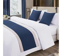 Juego de cama de lino y algodón de lujo para hotel, funda de cama tamaño King, funda de cama de microfibra, no se decolora, perfecto para bodas, decoración azul gant