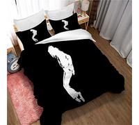 Juego De Cama De Michael Jackson, Funda Nórdica, Juego De Cama, Edredón Y Fundas De Almohada De Microfibra Aficionados Impresos ((150x200cm)-Cama de 90,Estilo 03)
