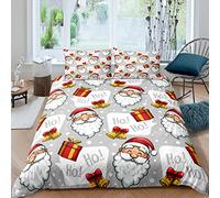 Juego de Cama de Navidad para Niño,Microfibra Ropa de Cama Navidad Ciervo Espumoso Árbol Navidad Santa Claus Letras Dibujos Funda Nórdica de Cremallera (Colorido 7,180_x_210_cm Cama 90cm)