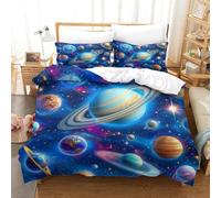 Juego De Cama De Planetas cósmicos Impreso En 3D con Funda De Almohada Funda De Edredón De con Cierre De Cremallera De Microfibra Suave Decoración De Habitación Super King（260x220cm）