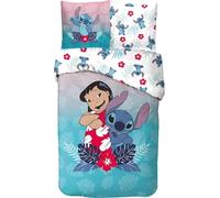 Juego de cama de puntada para niños, funda nórdica de Disney reversible de 140 x 200 cm, funda de almohada de 63 x 63 cm, 100% algodón (juego de cama Lilo & Stitch Disney)