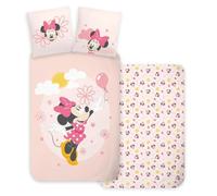Juego de cama Disney Minnie Bebé, 100% algodón, funda nórdica de 100 x 135 cm y funda de almohada de 40 x 60 cm