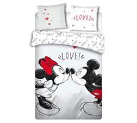 Juego de cama doble - DISNEY - Minnie y Mickey beso - 220x240 cm - Gris - Sintético