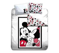 Juego de Cama Doble Mickey & Minnie 100% Algodón - Funda de Edredón (240 x 220) + 2 Fundas (65 x 65)